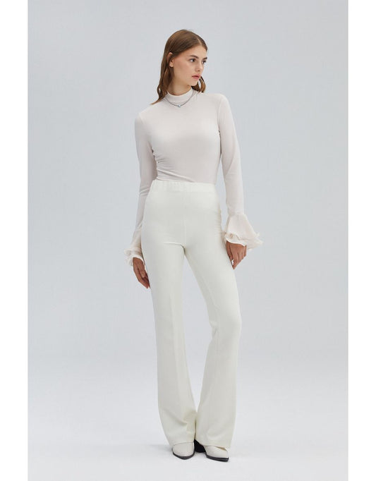 Pantaloni in crêpe a vita alta