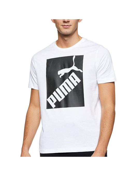 Camiseta masculina Puma Big Logo Casual Fashion Sports Fitness Training - Branco