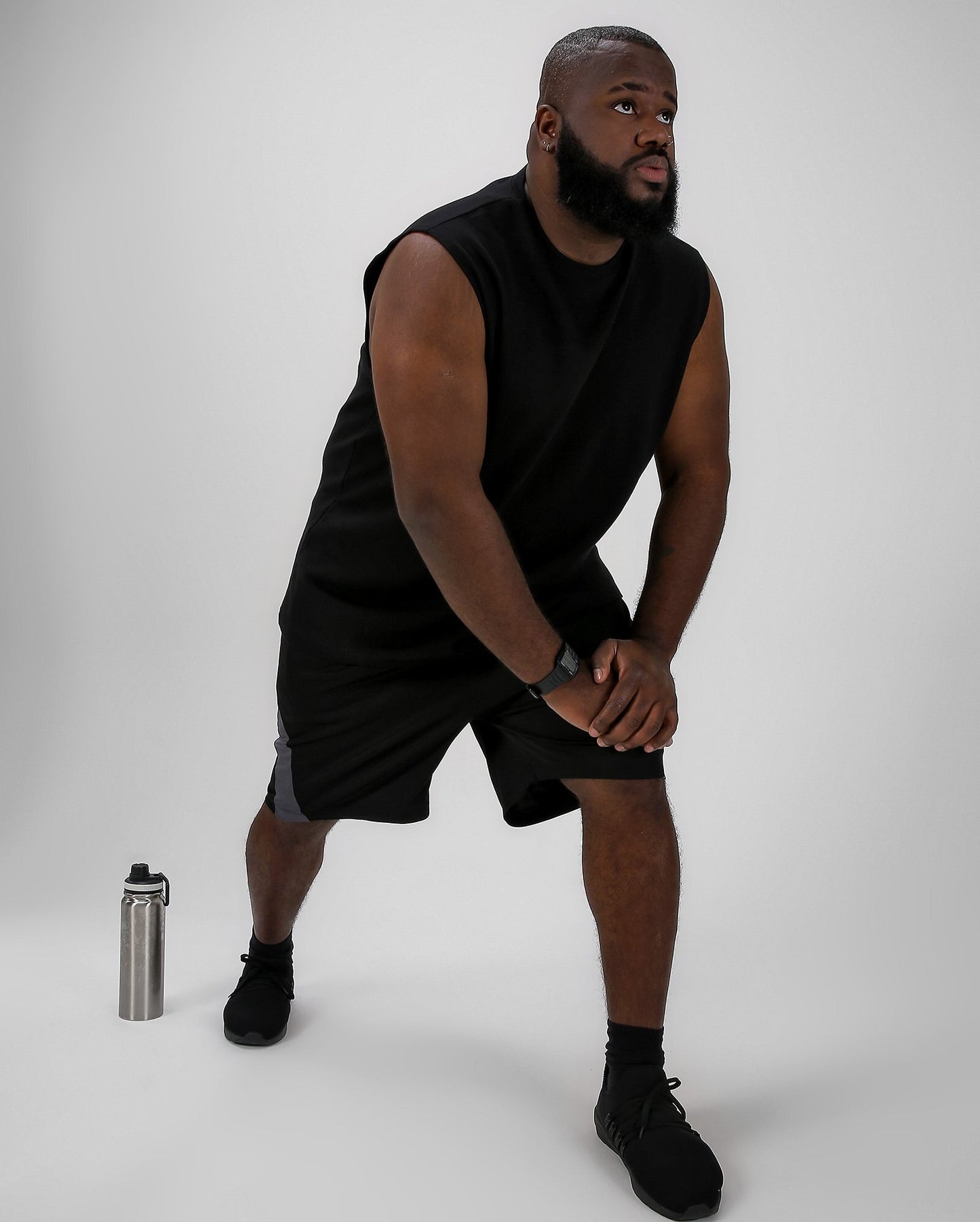 Men's Plus Size Black Runner Sports Shorts | Bodywork By Riachuelo