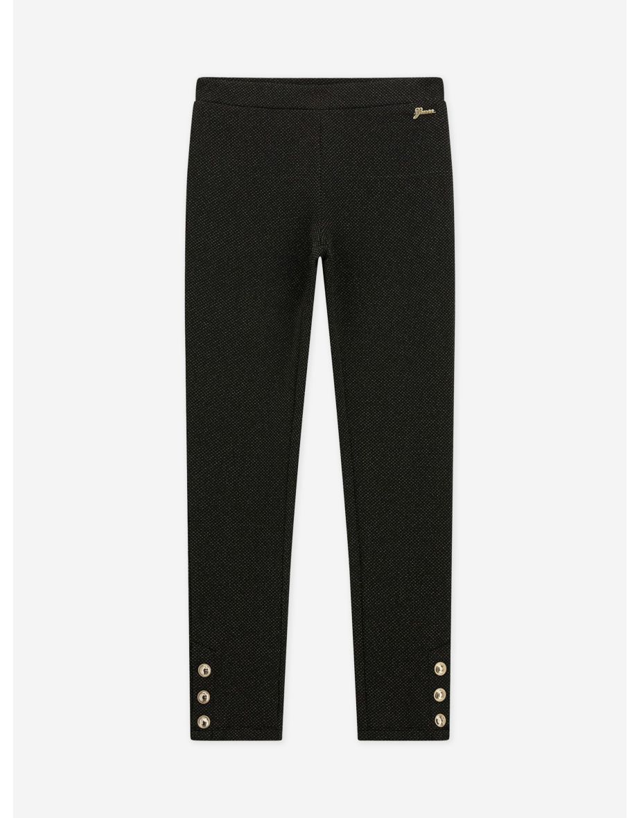 Leggings jacquard neri da bambina