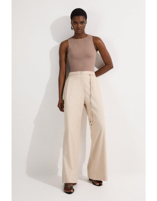 Pantaloni Petite sartoriali in marna a vita larga