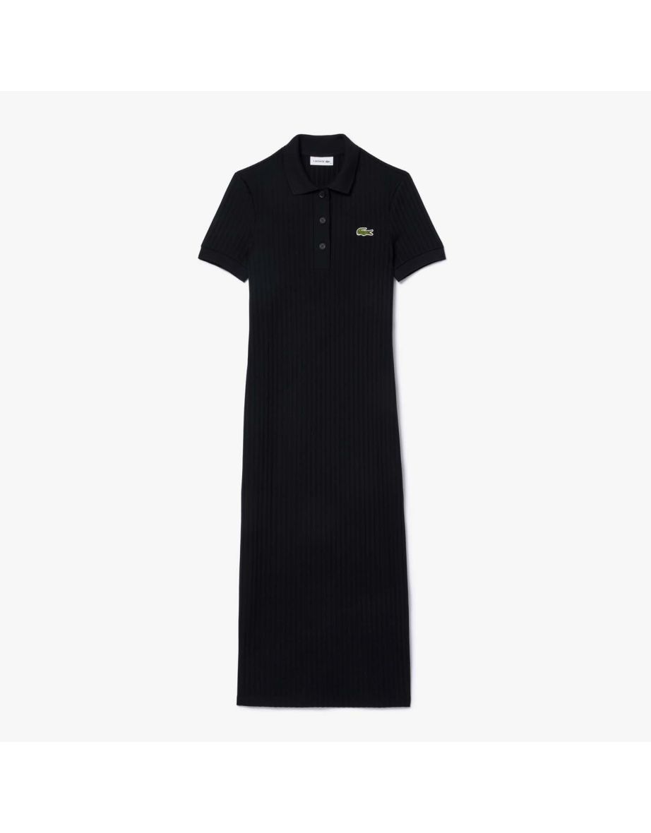 Vestido Polo Longo Slim-Fit Lacoste Feminino - Preto