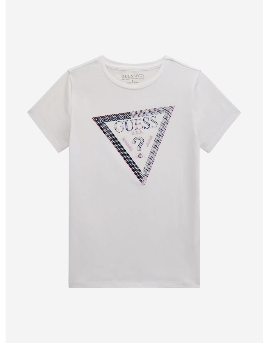 Camiseta blanca con logotipo para niña