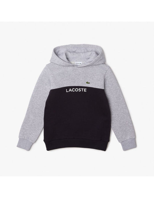 Felpa con cappuccio Lacoste in flanella di cotone colorblock da bambino in blu