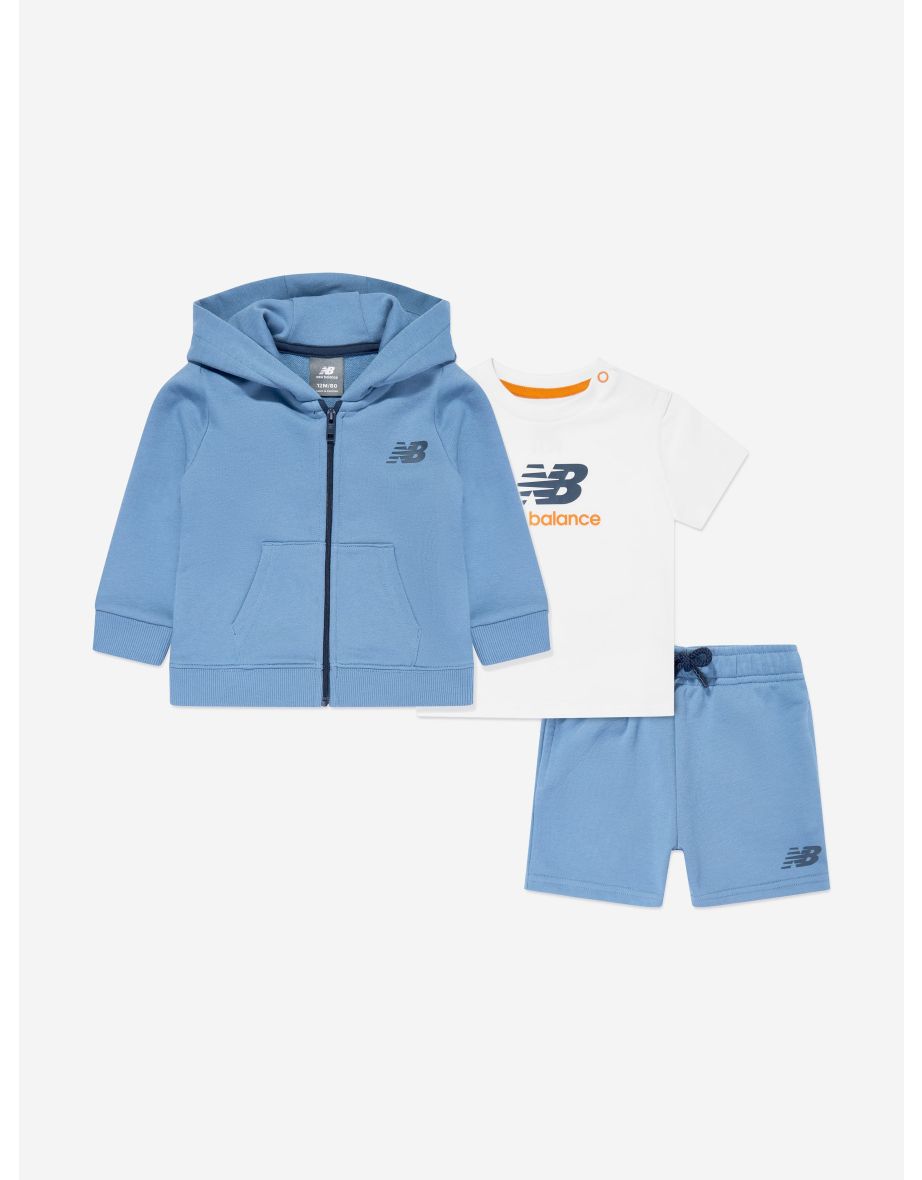 Conjunto corto New Balance de 3 piezas azul para chicos