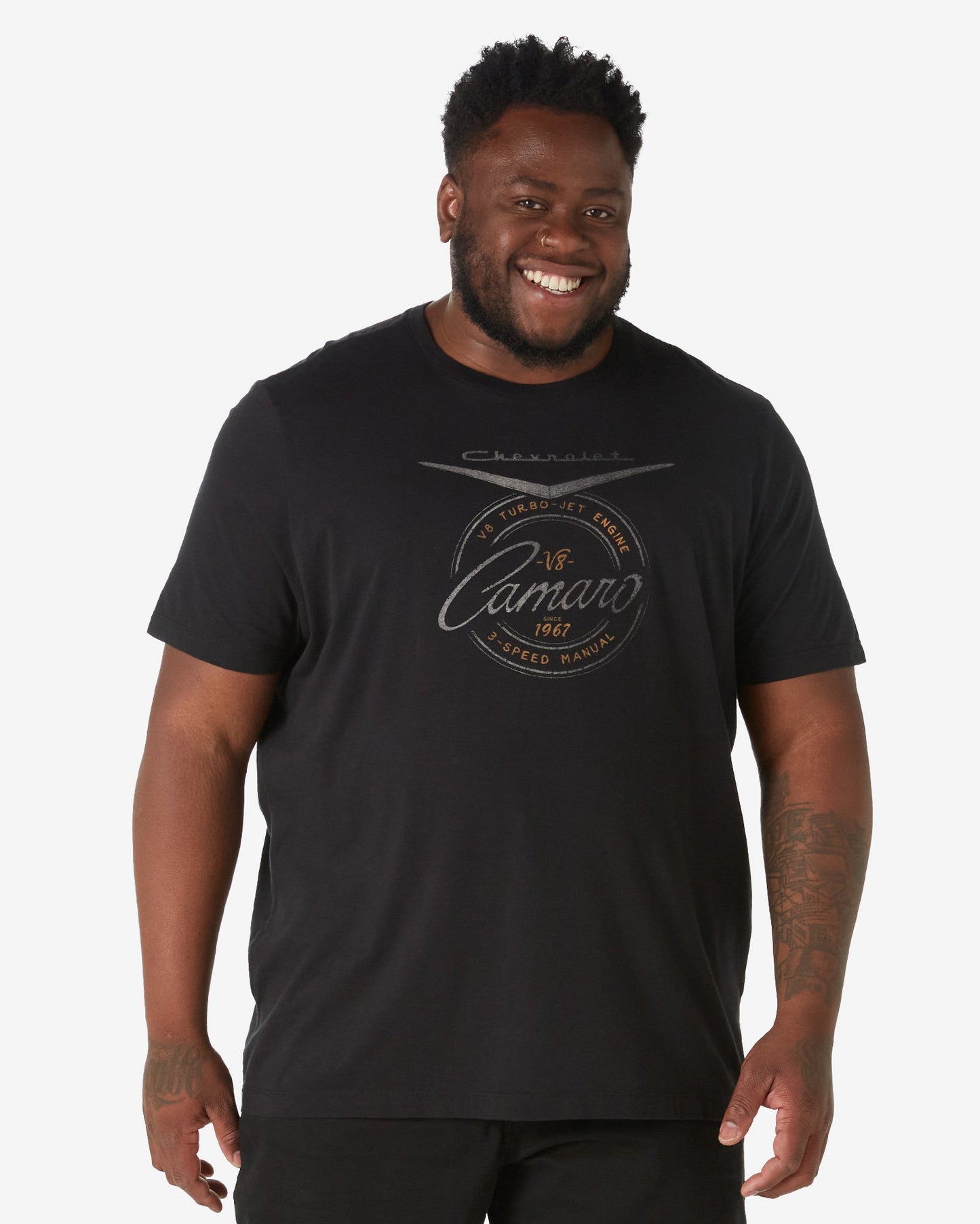 Men's Plus Size Short Sleeve Chevrolet Camaro T-Shirt Black Riachuelo