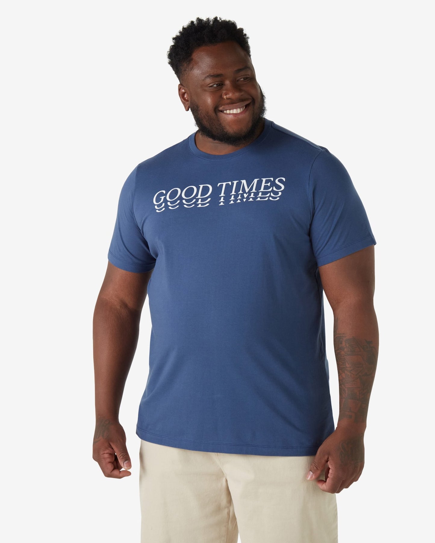 Maglietta a maniche corte Plus Size da uomo, blu acciaio, stampa "Good Times", Allman by Riachuelo