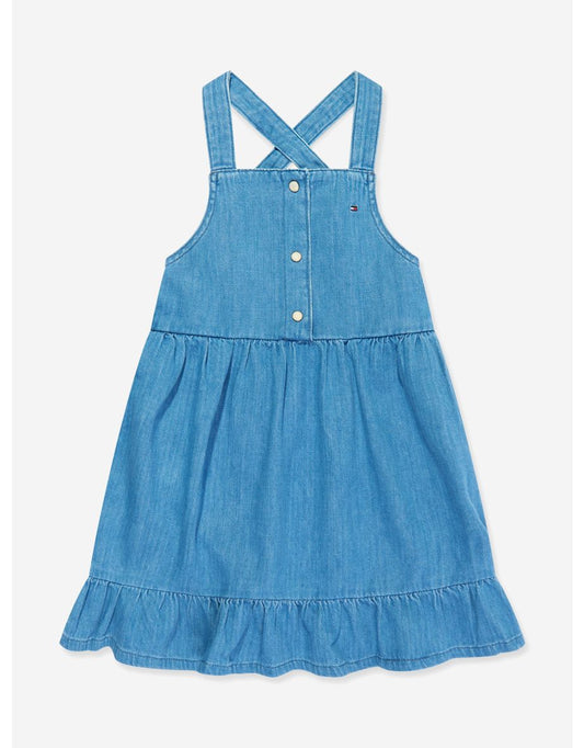 Vestido vaquero de tirantes de verano para niña en azul