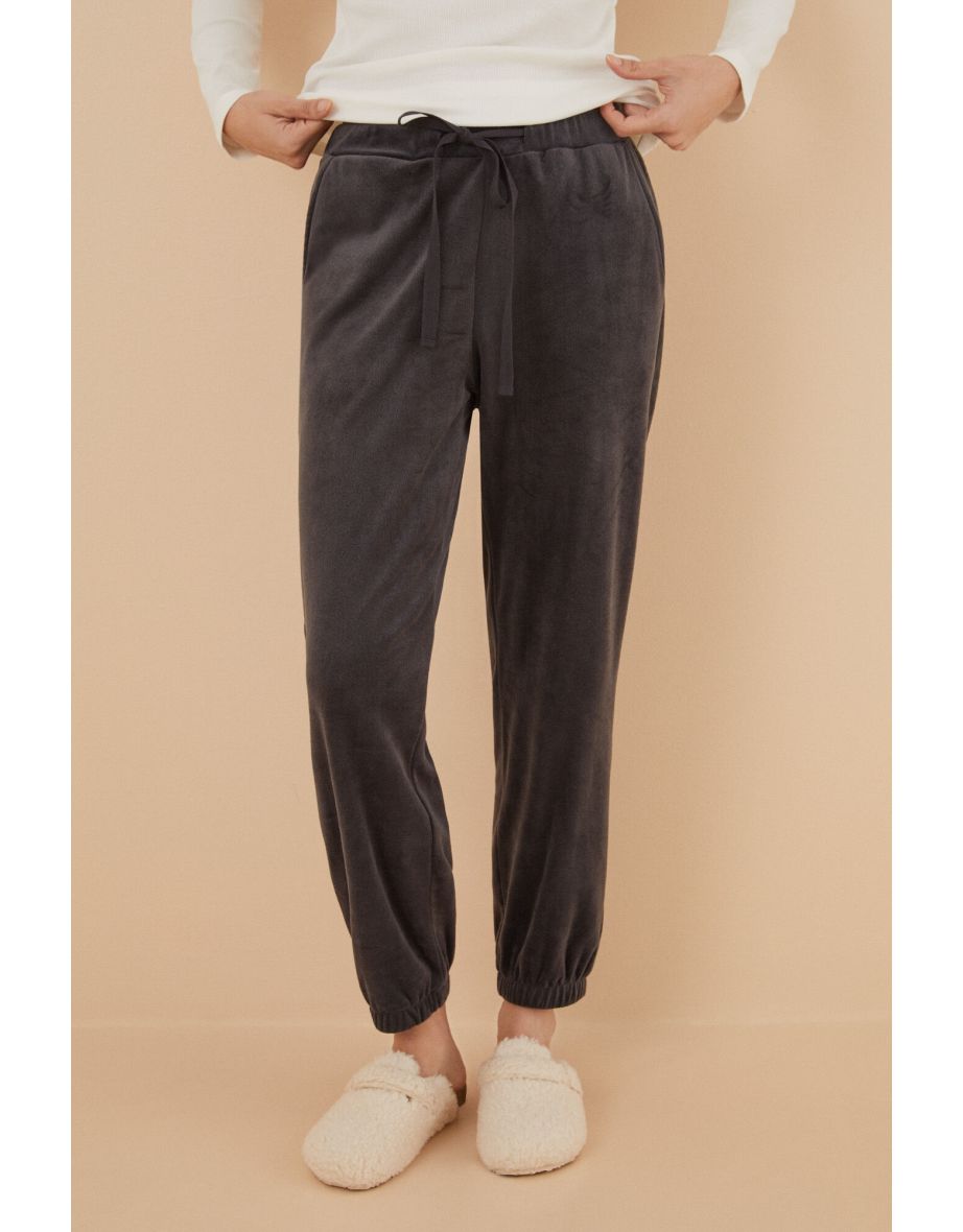 Pantaloni lunghi in velluto grigio