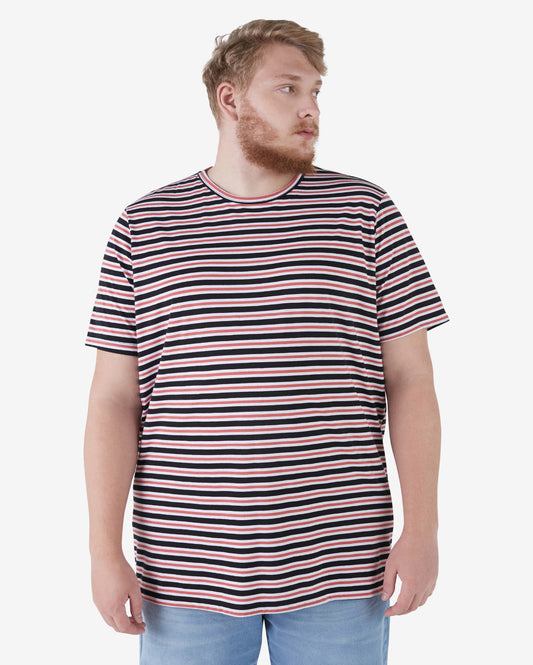 Maglietta Plus Size a righe in bianco/nero/rosa