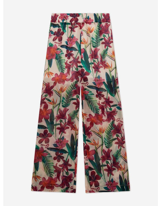 Pantaloni palazzo in chiffon floreale multicolore per bambine