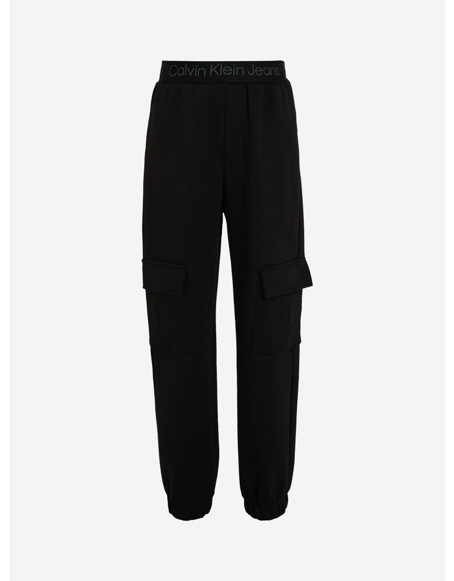 Pantaloni cargo neri da ragazzo dal taglio rilassato