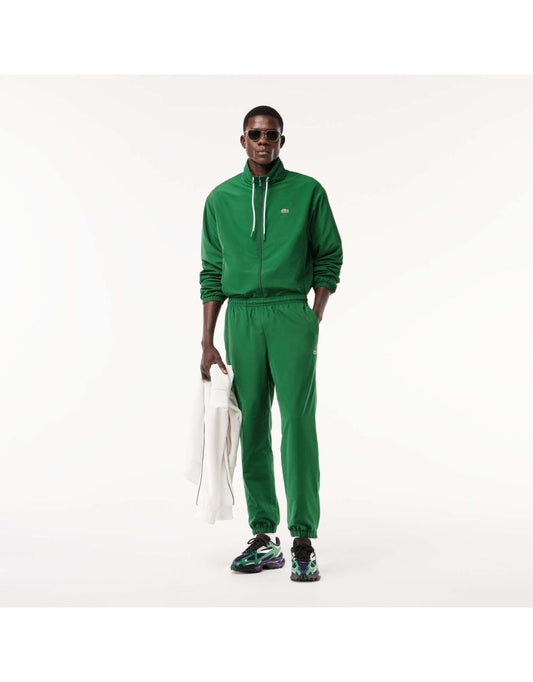 Jaqueta masculina de moletom Lacoste com capuz removível em verde