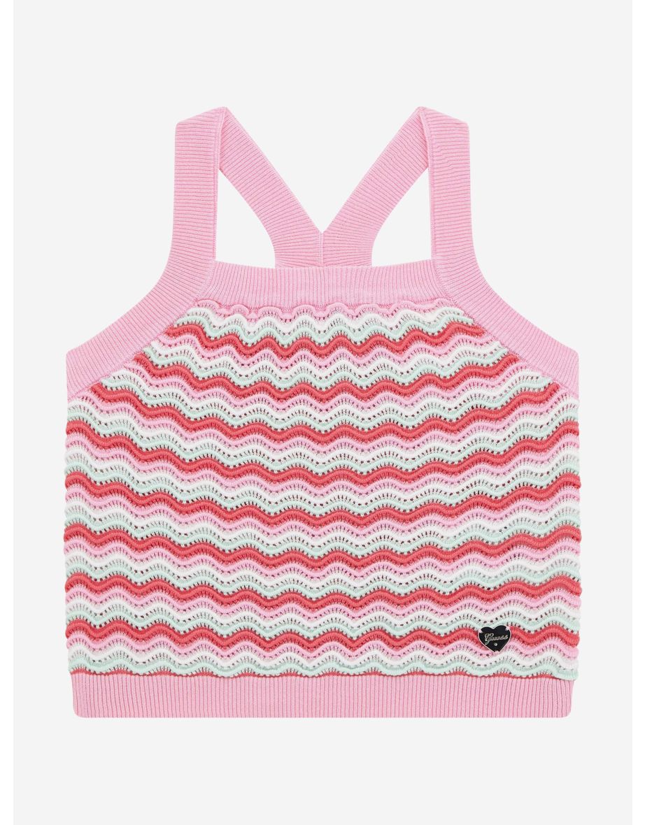 Camiseta de tirantes ondulada rosa para niña