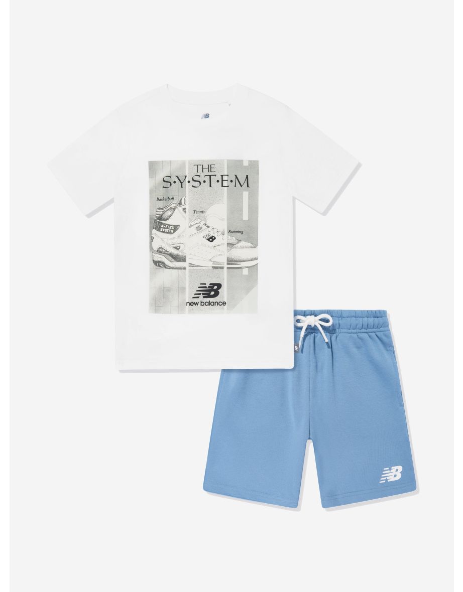 New Balance Boys' Graphic T-Shirt and Shorts Set in White