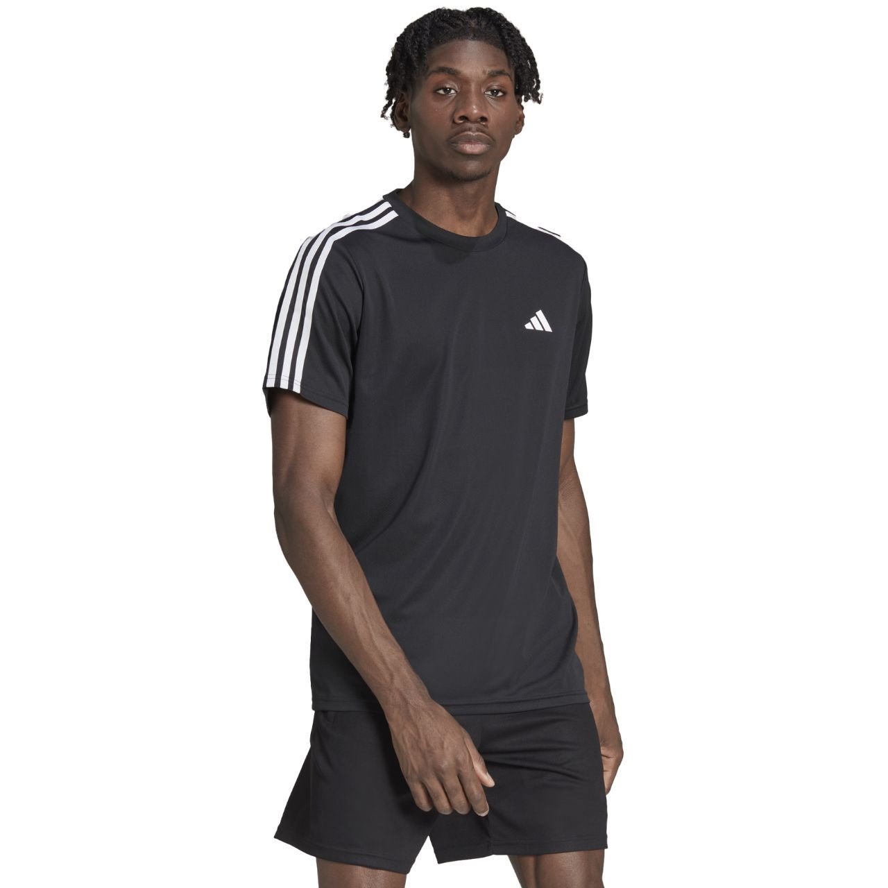 Maglietta Adidas Essential 3-Stripes a maniche corte Uomo Nero/Bianco (IB8150)