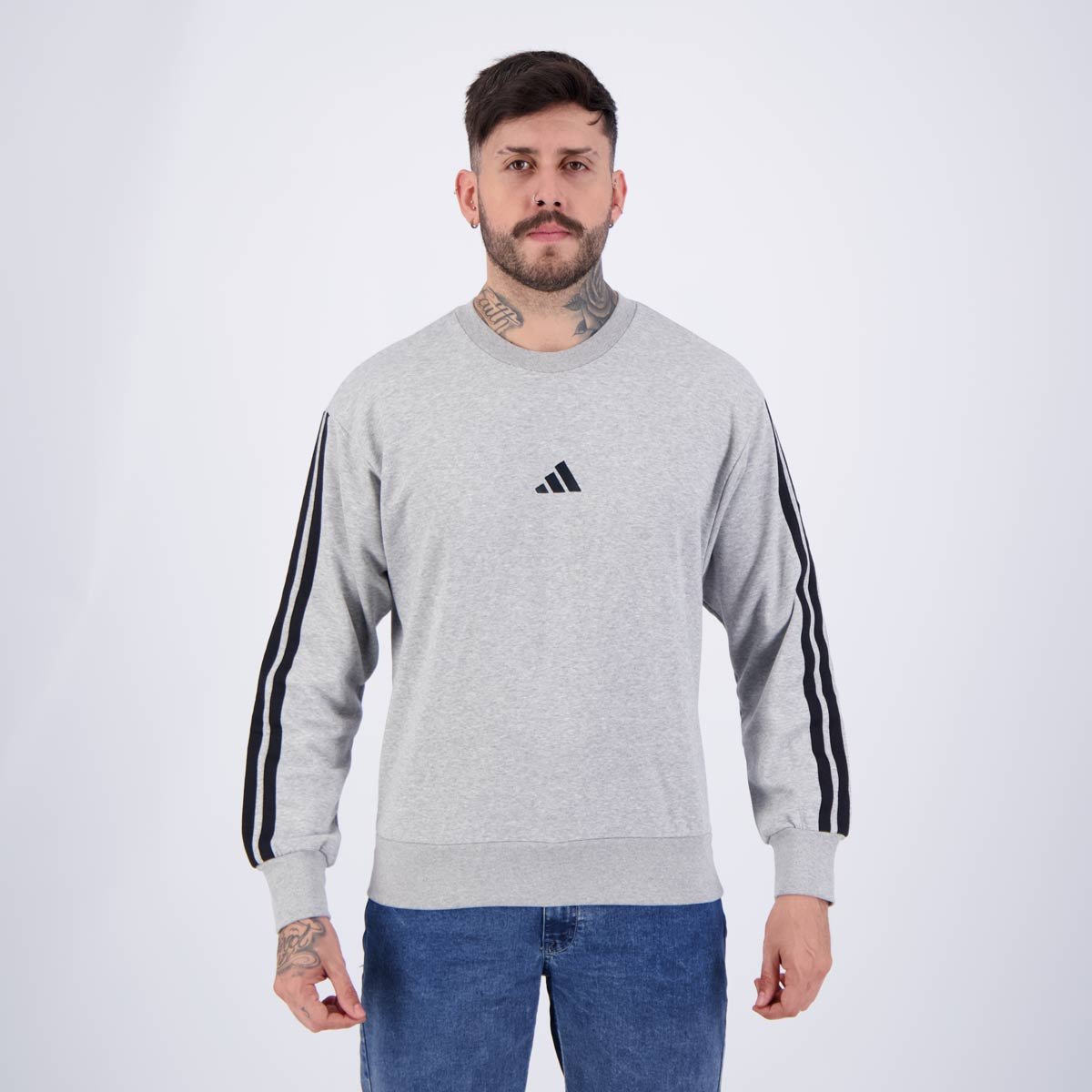 Felpa con cappuccio Adidas 3-Stripes Gray