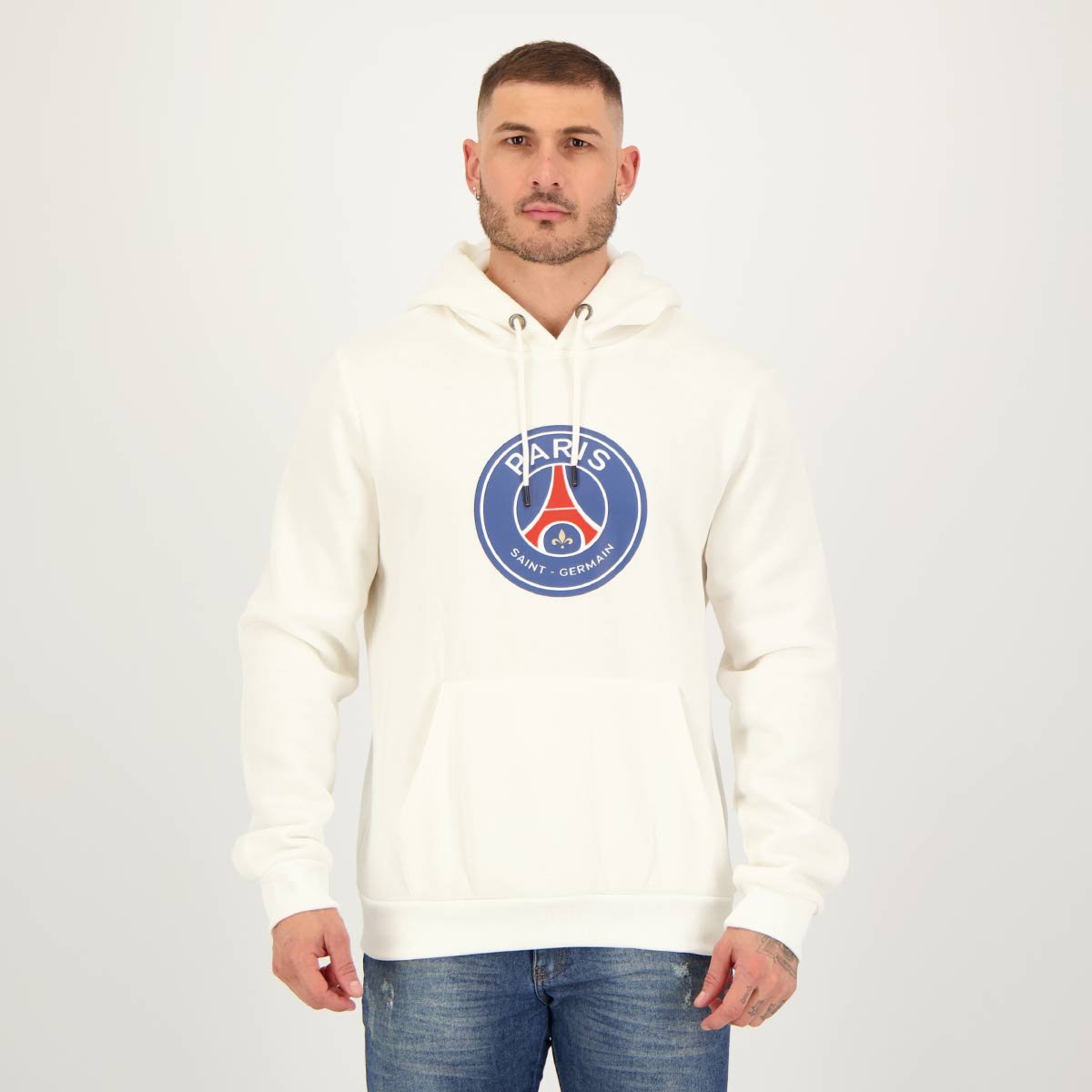 Felpa con cappuccio con logo PSG bianco