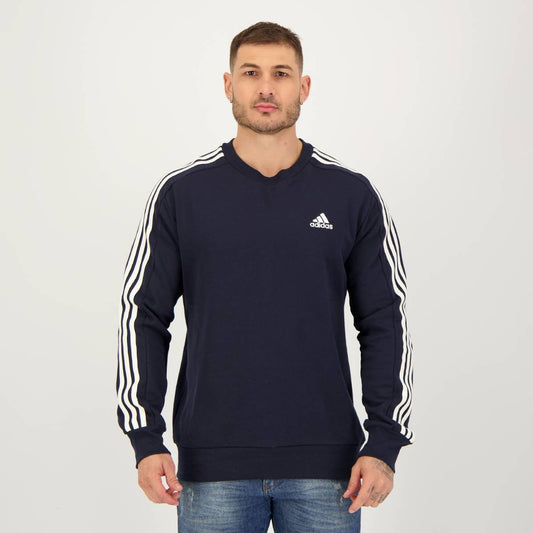 Felpa con cappuccio Adidas Essential 3-Stripes Blu Navy