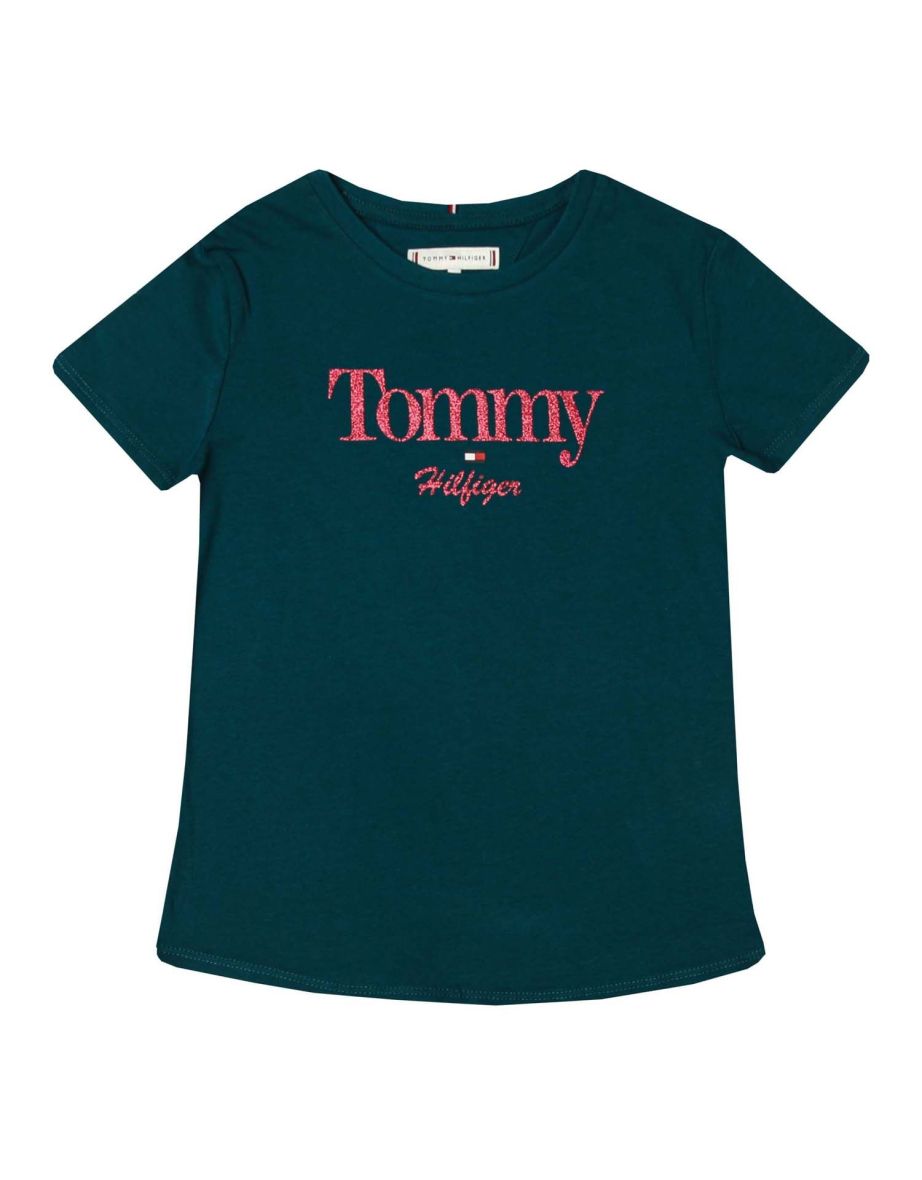 Camiseta Tommy Hilfiger Logo Purpurina Niña - Azul