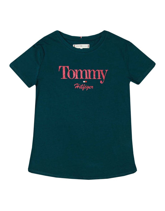 Camiseta Tommy Hilfiger Logo Purpurina Niña - Azul