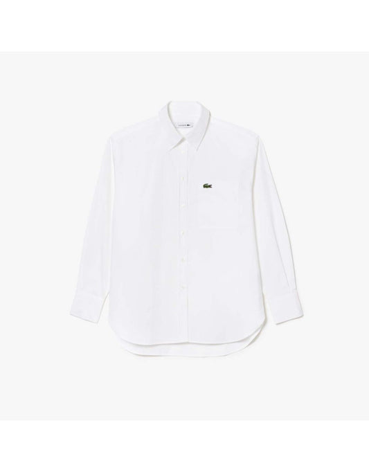 Camisa Lacoste Oversized Masculina com Bolso no Peito em Branco