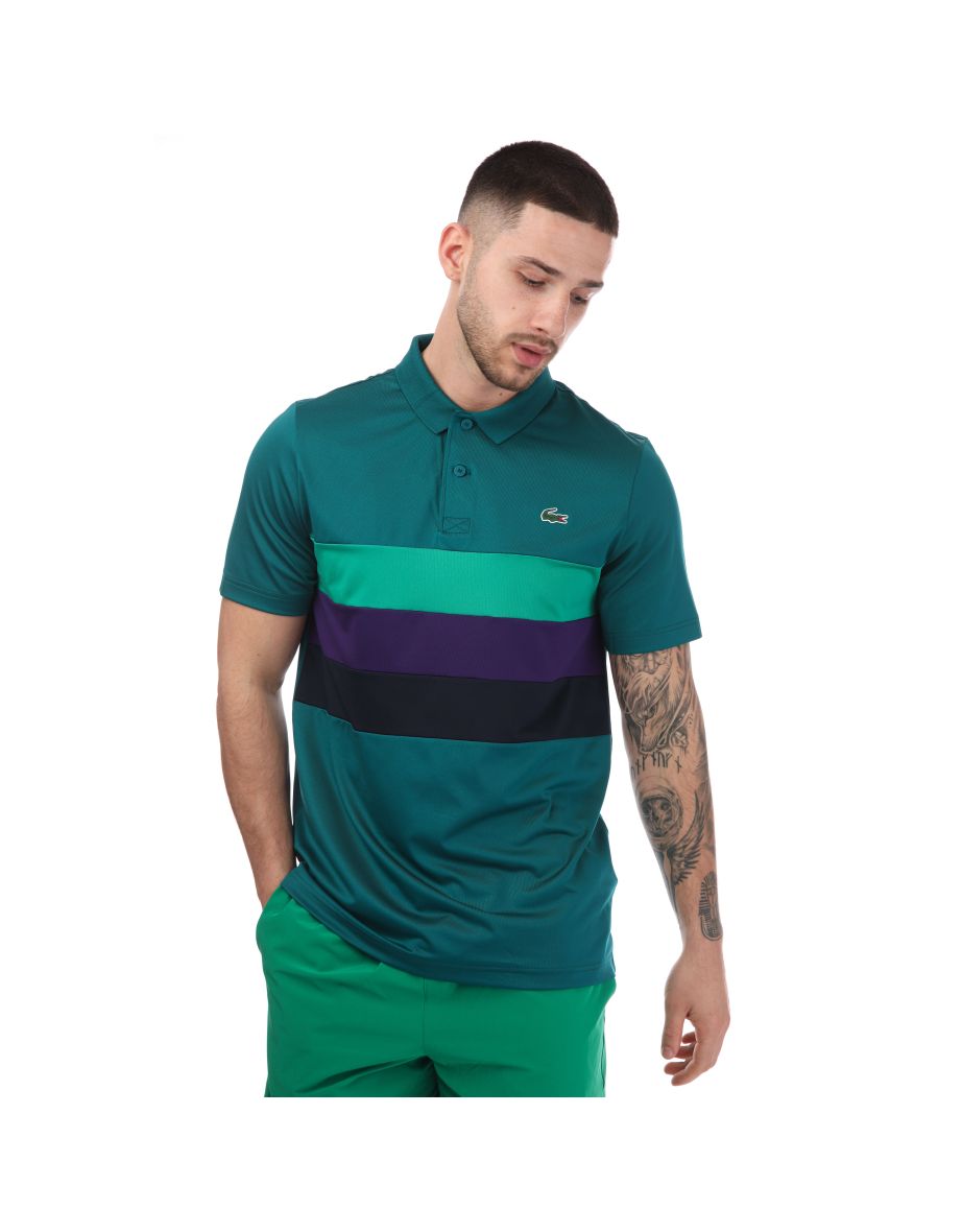 Camisa polo masculina Lacoste Sport Green Chest Block