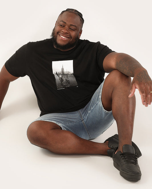 Camiseta masculina plus size preta New York | Original Plus By Riachuelo