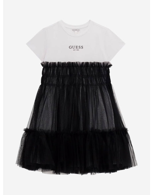 Vestito da bambina in tessuto misto nero