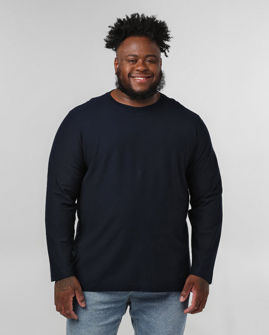 Maglietta Plus Size da uomo a manica lunga blu testurizzata - Original di Riachuelo