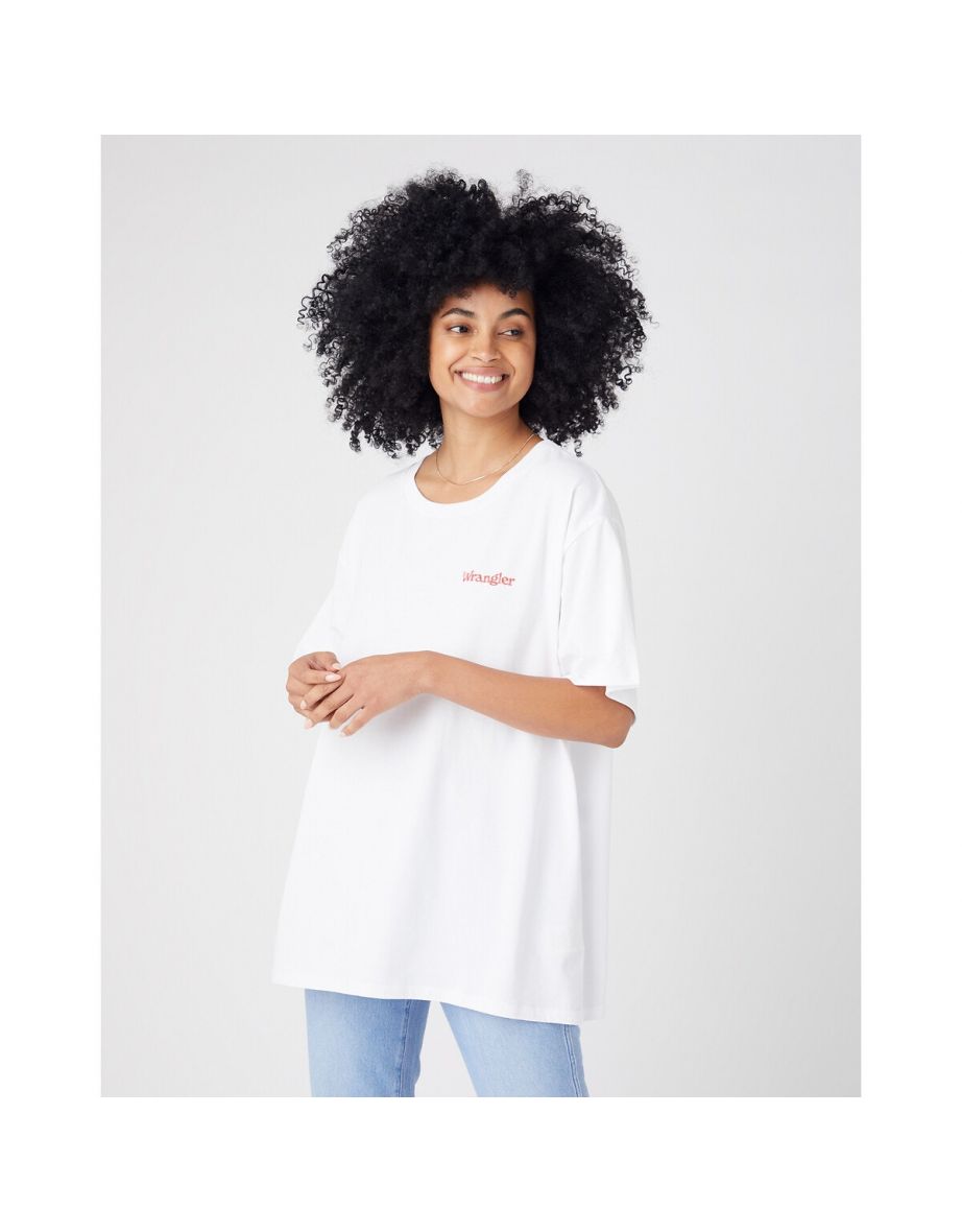 Camiseta holgada de algodón con cuello redondo y mangas cortas