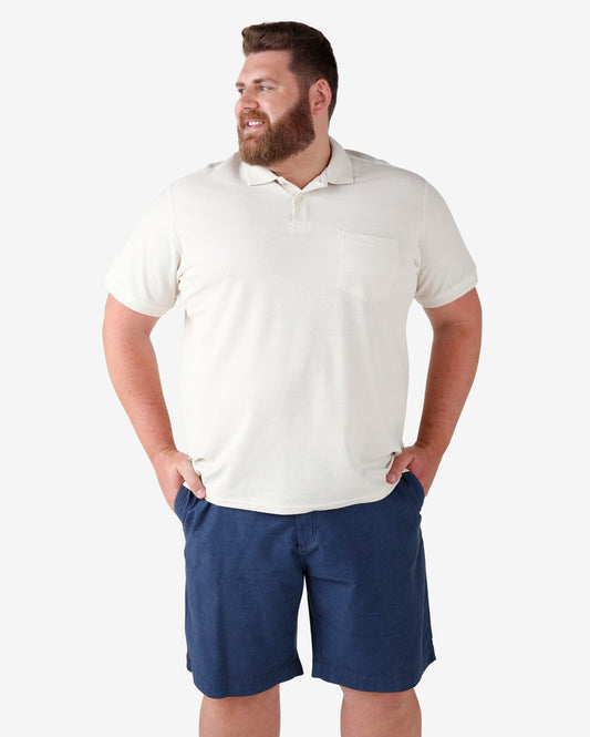 Polo blanco de manga corta para hombre talla grande | Pool Basics