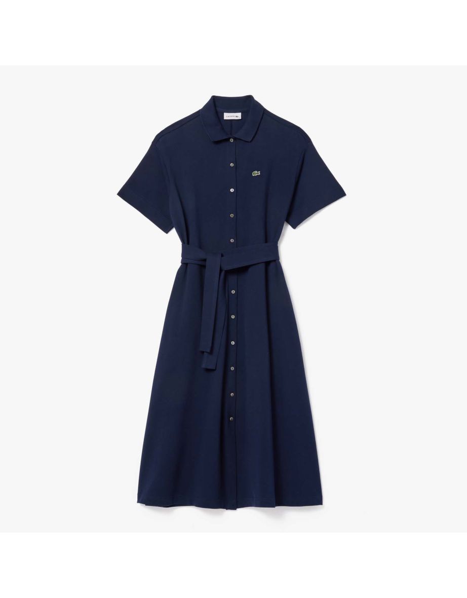 Vestido Lacoste feminino de piqué com cinto e ajuste relaxado - Azul