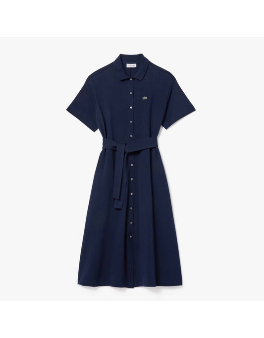Vestito Lacoste da donna in piqué con cintura dal taglio rilassato - Blu