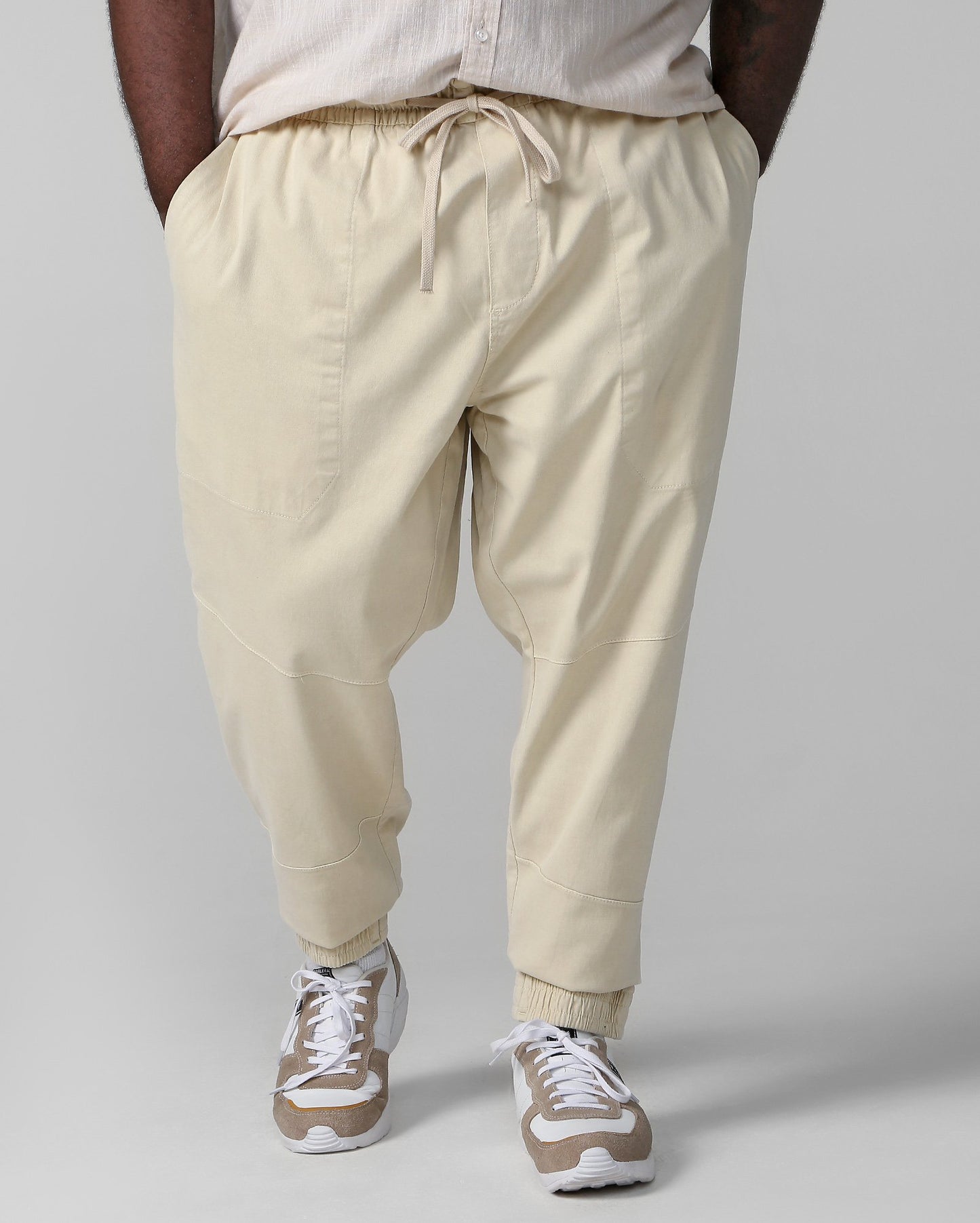 Men's Plus Size Beige Jogger Jeans by Allman - Riachuelo