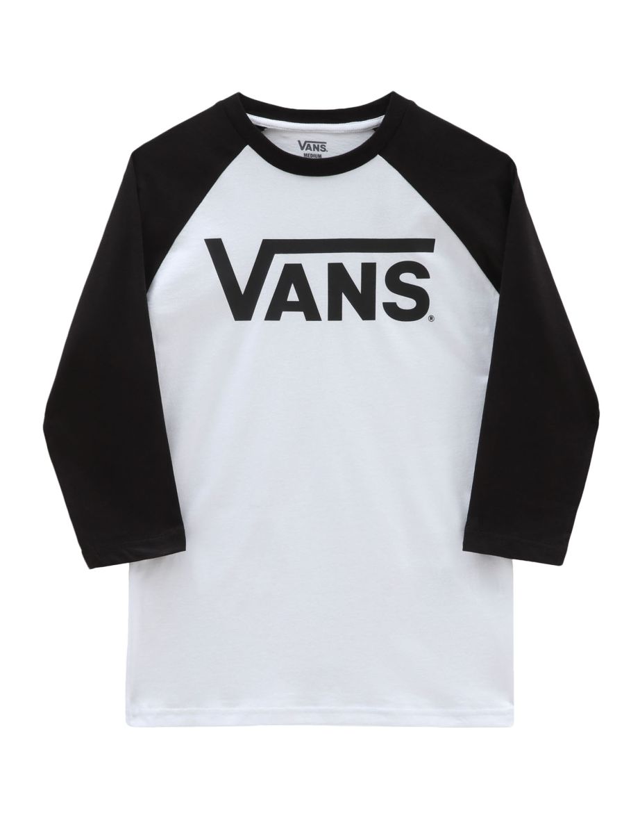 Vans Boys' Classic Large Logo Raglan Sleeve Crew Neck T-Shirt - White