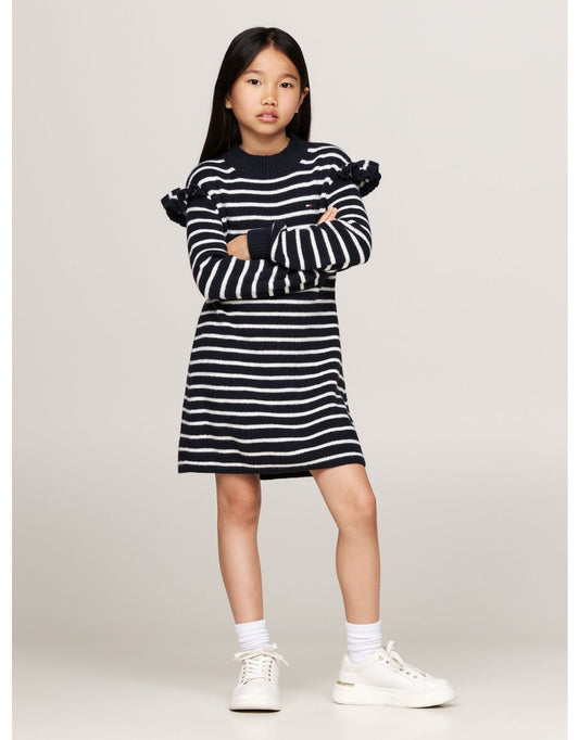 Tommy Hilfiger Vestido de tirantes a rayas azul marino para niña