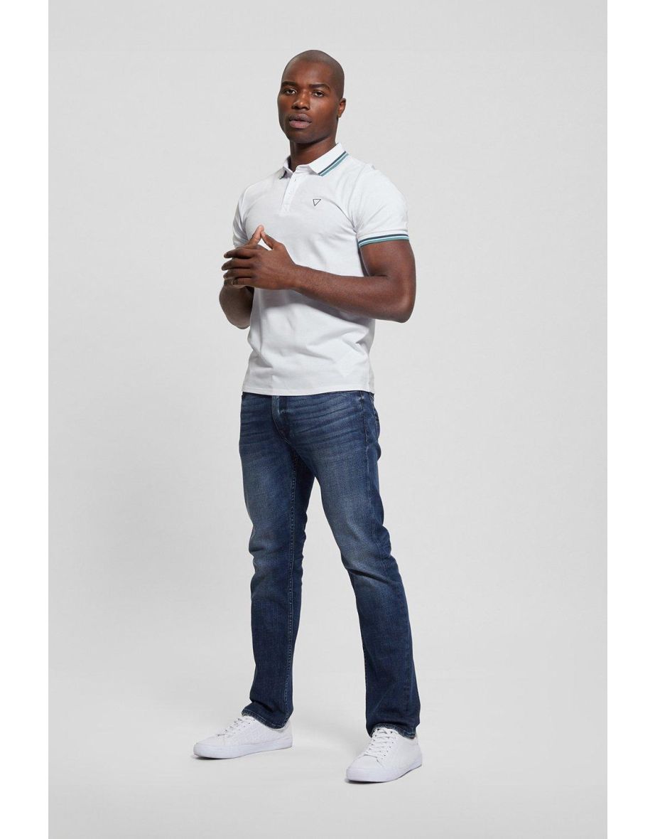 Camisa polo branca de piquê esportivo