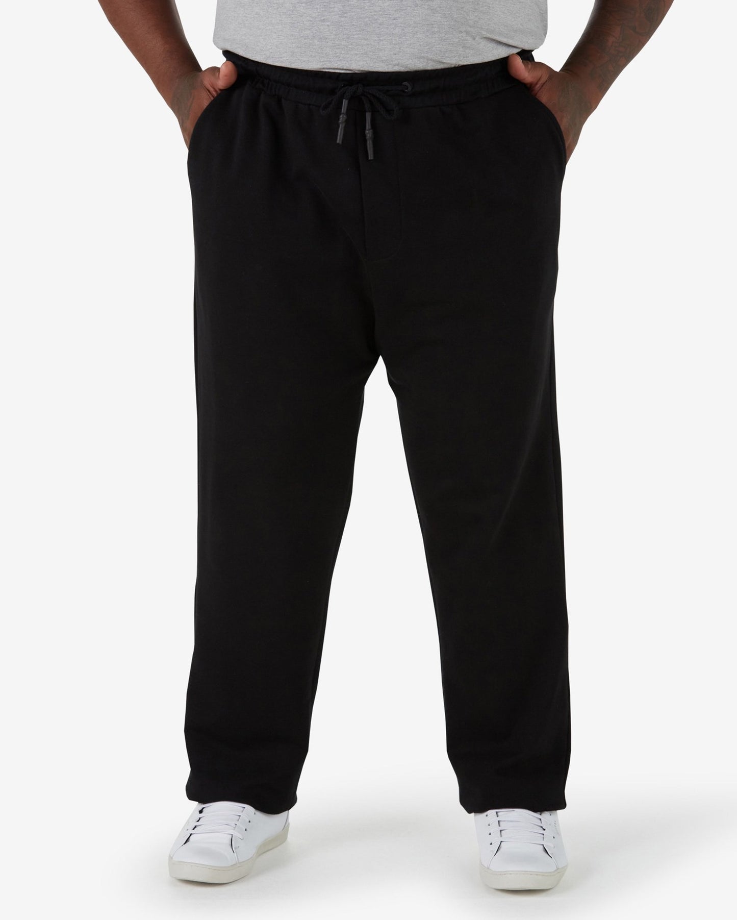 Calça de moletom preta plus size masculina com cós elástico