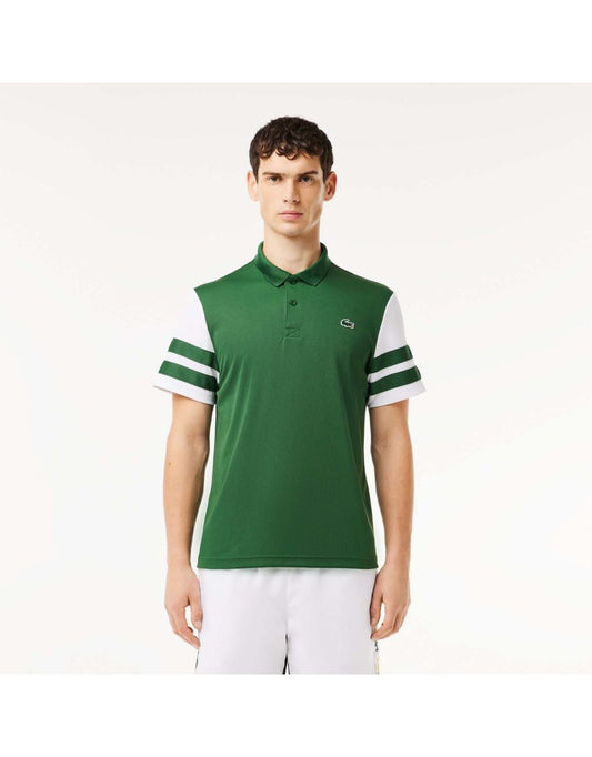 Camisa polo masculina Lacoste Ultra-Dry Colorblock Tennis em verde