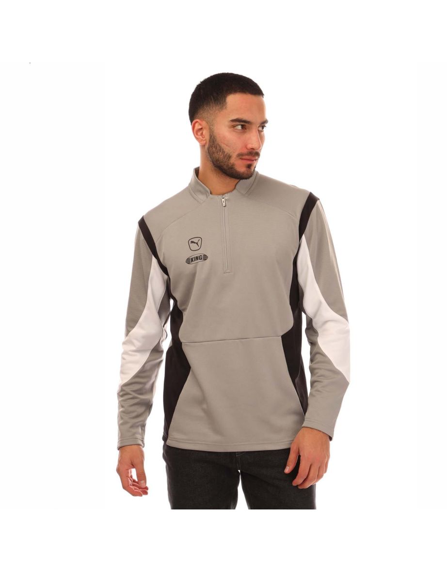 Puma King Pro Quarter Zip Top masculino em cinza