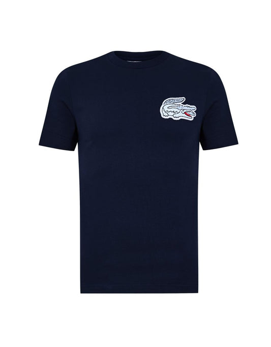 Camiseta masculina Lacoste Heritage Crocodile Badge Crewneck - Azul