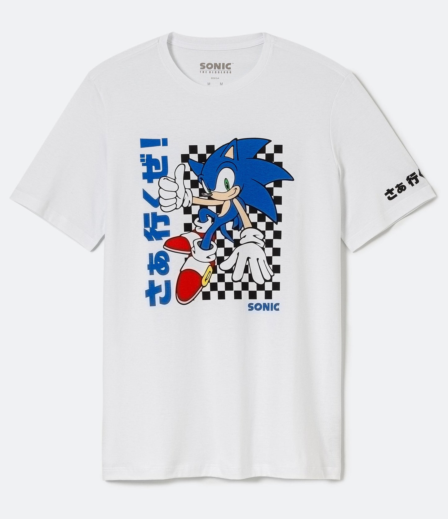 Maglietta bianca a manica corta con stampa sonica