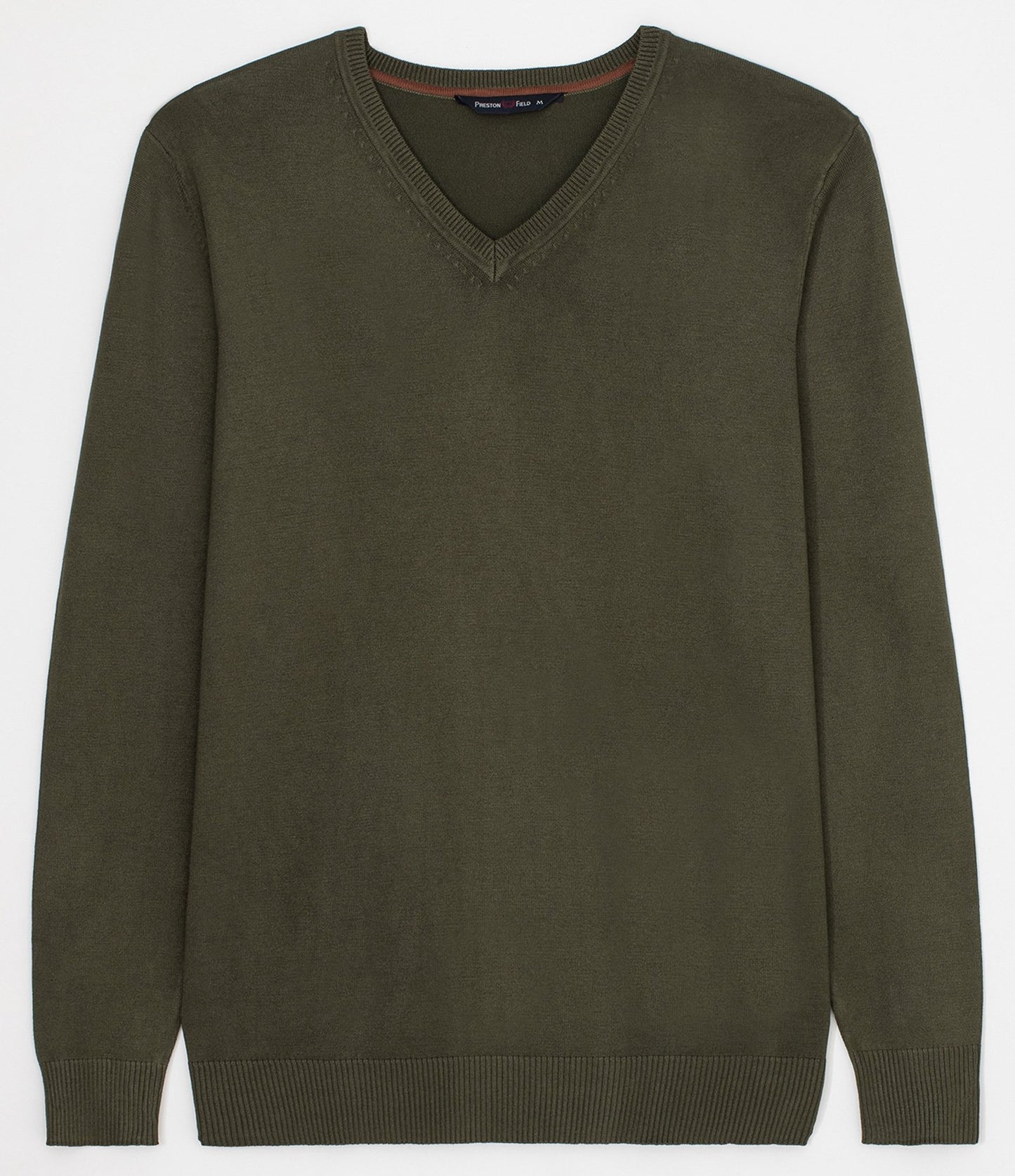 Maglione basic con scollo a V e polsini aderenti in verde