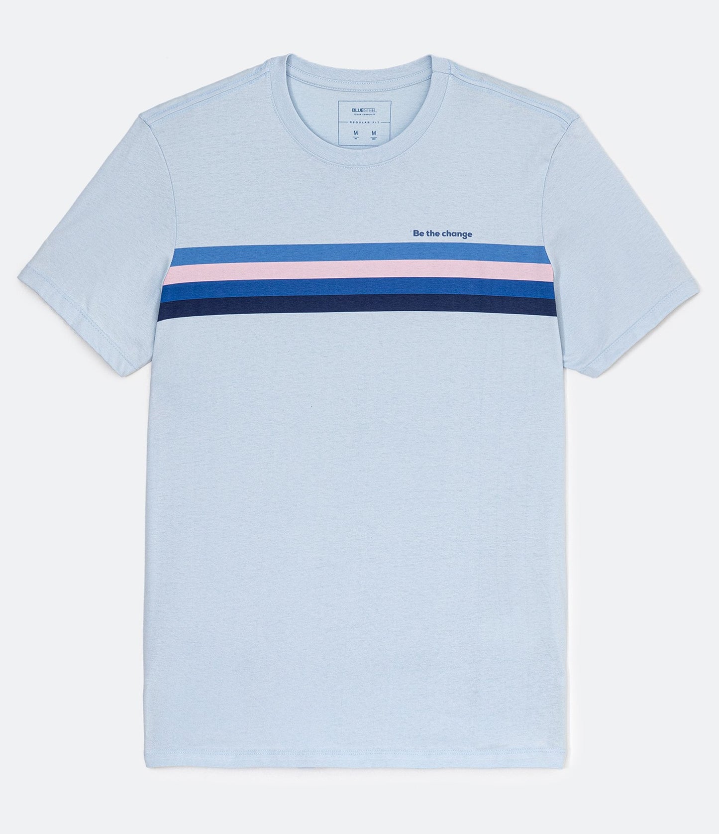 Camiseta de manga corta con estampado de rayas azules en el pecho