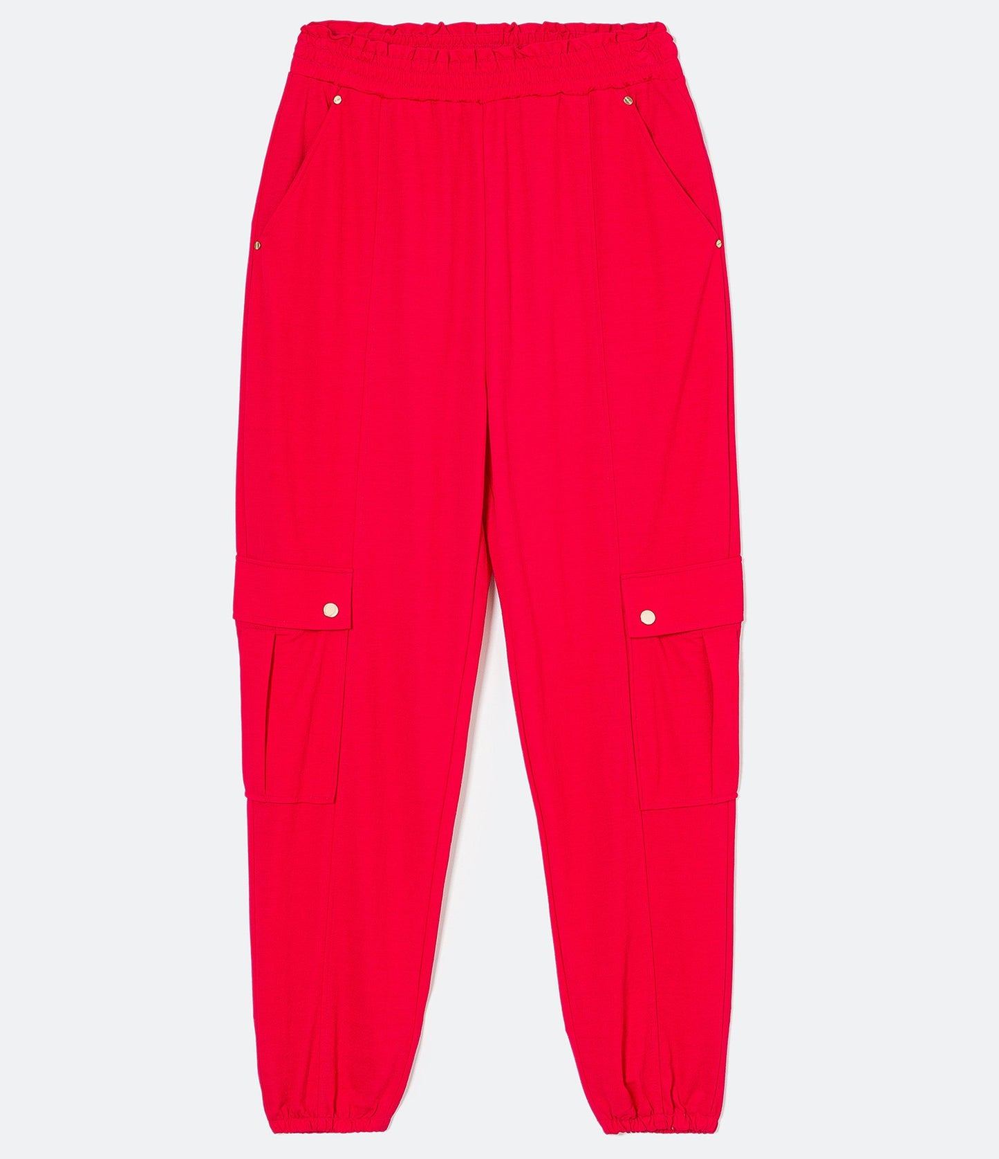 Jersey Pants with Side Pockets and Red Elastic Waistband