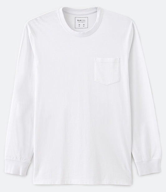 Plain Long Sleeve T-Shirt with Pocket in Bright White