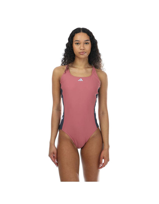 Costume da bagno adidas 3-Stripes Colorblock da donna in rosa