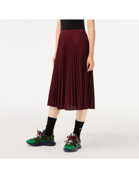 Saia plissada Lacoste vermelha feminina com cintura elástica