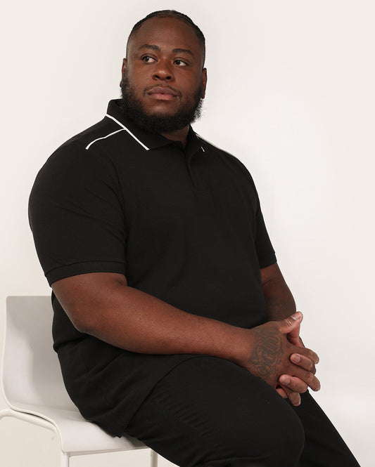 Camisa polo masculina Plus Size Regular Fit com acabamento - Preta | Original Plus by Riachuelo